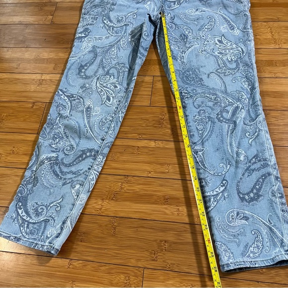 Chico's Light Blue Bandana Paisley Ankle Stretch Skinny Jeans Coastal Cowgirl - Picture 10 of 12